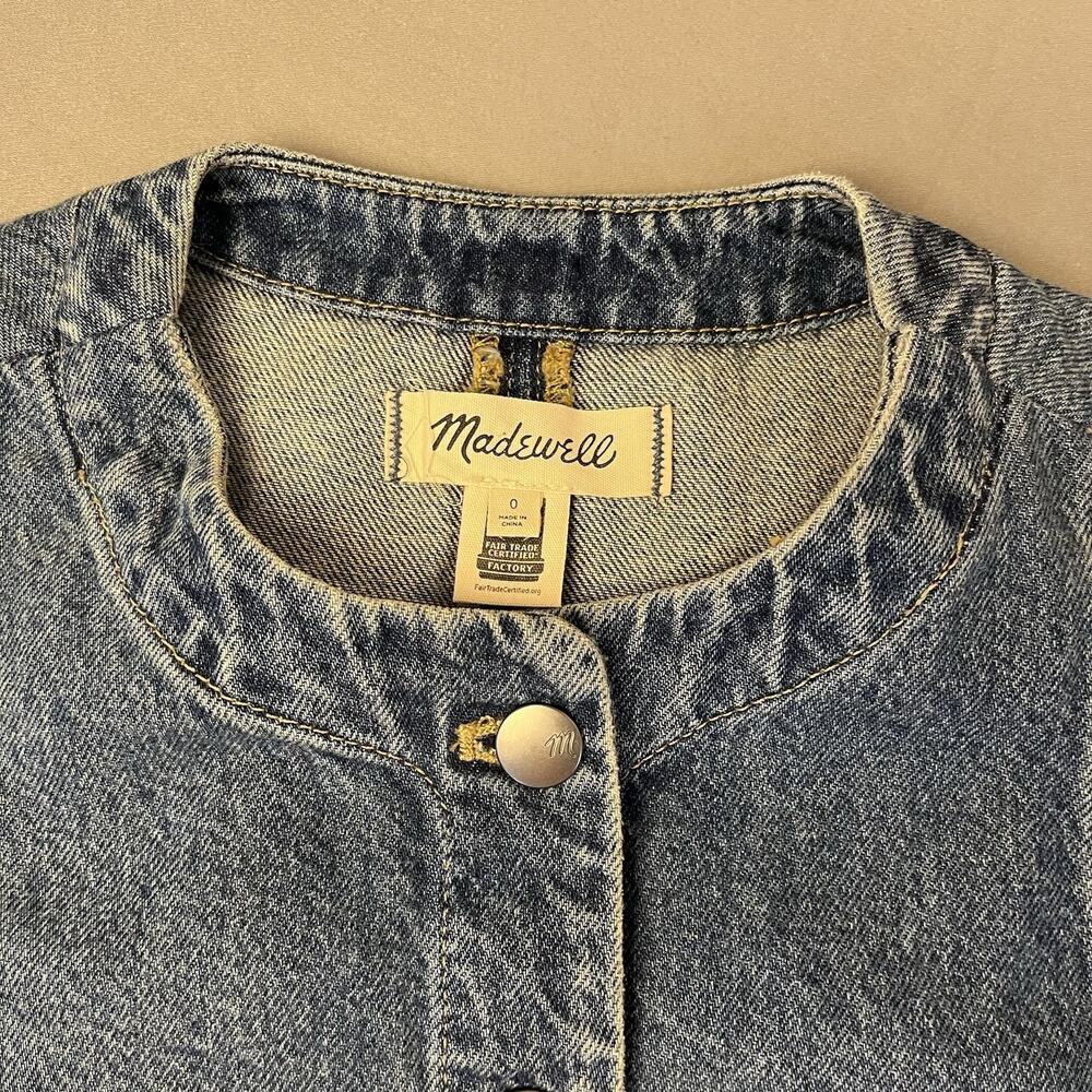 Madewell Denim Harlow Jean Vest Womens 0 Blue Button Front Crew Neck Cotton - Picture 6 of 8